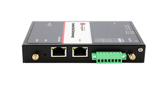 Hongdian industrial IoT gateway with dual Ethernet ports and green terminal block