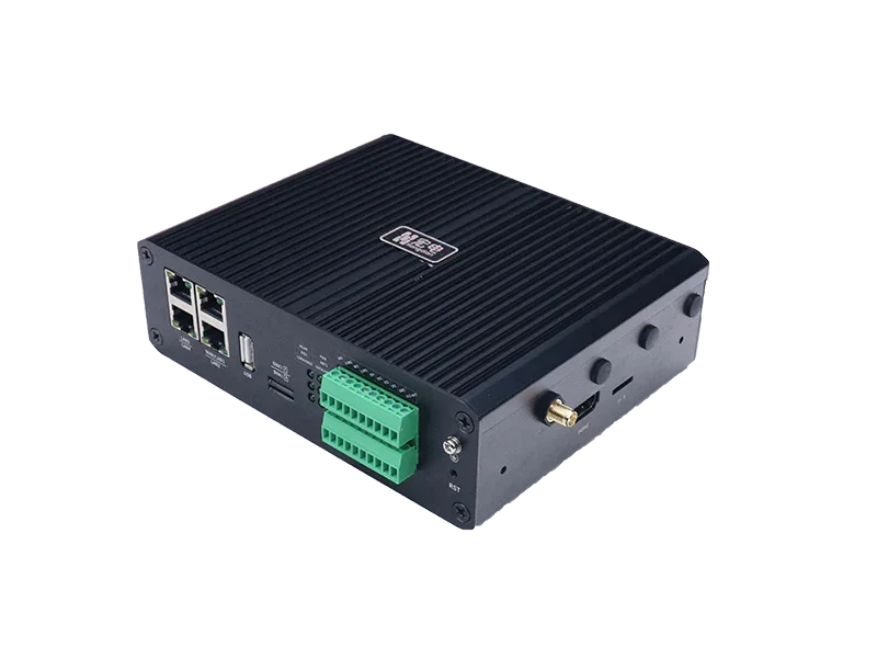 Hongdian industrial IoT gateway with multiple Ethernet ports and terminal blocks, black casing