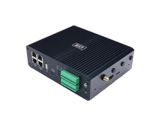 Hongdian industrial IoT gateway with multiple Ethernet ports and terminal blocks, black casing