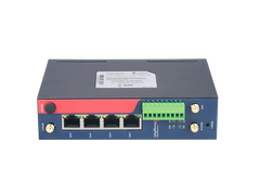 Hongdian industrial IoT router with multiple Ethernet ports and green terminal blocks