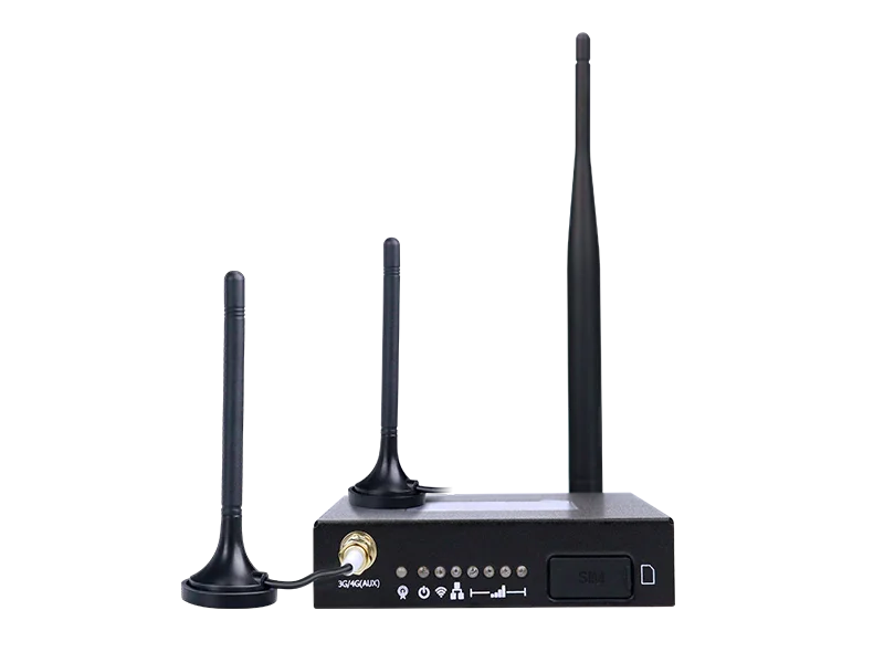 Hongdian industrial IoT router with dual antennas and SIM card slot on white background